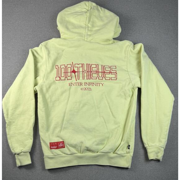 100 Thieves Hoodie Sweatshirt Enter Infinity 2021 Yellow Pullover Men's Sz Small - Picture 7 of 9